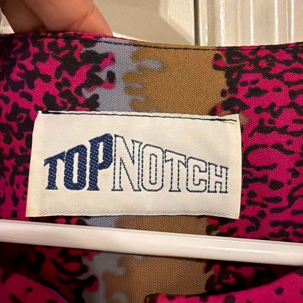 Topnotch Vintage 80s Abstract Graphic Print Keyhole Neck Blouse Top - Picture 3 of 6